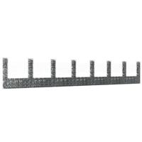 Schanskorf U-vormig met 8 palen 860x20x150 cm ijzer - thumbnail