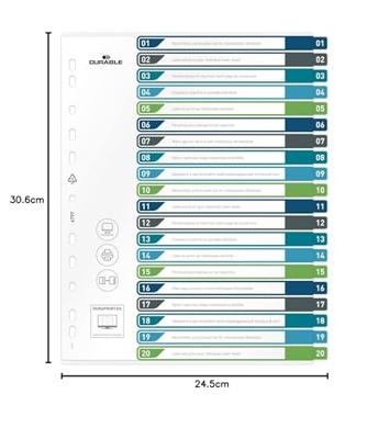 Durable 679727 Register DIN A4+ 1-20 Polypropyleen Meerdere kleuren 20 tabbladen 679727 Durable 679727 Register DIN A4+ 1-20 Polypropyleen Meerdere kleuren 20 tabbladen 679727