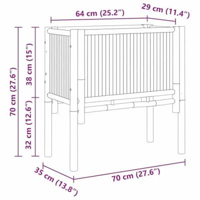 Verhoogde plantenbak Bruin 70 x 35 x 70 cm Bamboe