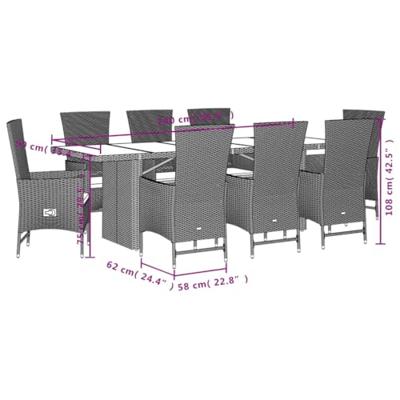 9-delige Tuinset met kussens poly rattan beige