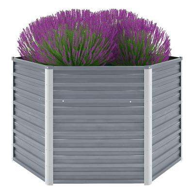 VidaXL Plantenbak verhoogd 129x129x77 cm gegalvaniseerd staal grijs
