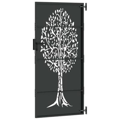 Tuinpoort, Tuinpoort 85x75 cm Corten Staal Boomontwerp Zwart