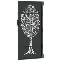 Tuinpoort, Tuinpoort 85x75 cm Corten Staal Boomontwerp Zwart - thumbnail