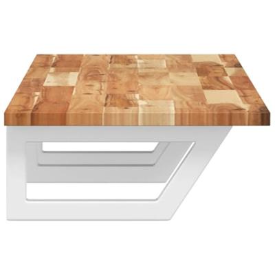 Badkamer wandschap staal en massief acaciahout