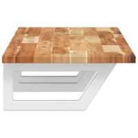 Badkamer wandschap staal en massief acaciahout - thumbnail