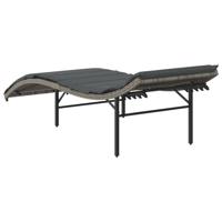 Ligbed met kussen 55x199x50 cm poly rattan grijs - thumbnail
