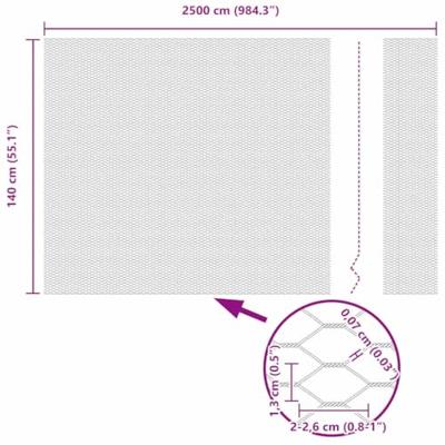 VidaXL Hexagon hek grijs 1,4 x 25 m pvc