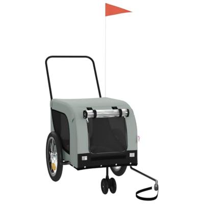 Hondenfietstrailer oxford stof en ijzer grijs en zwart - thumbnail