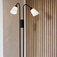 Grote zwarte vloerlamp met 2 glazen kappen Nordlux Molli - thumbnail