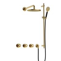 Hotbath Cobber - CW7067 - Inbouw Regendoucheset - Geborsteld Messing PVD - 2 Stopkranen - Thermostatisch - Wandarm 40 cm - Hoofddouche 200 mm - Ronde Handdouche 3 Standen - Glijstang 900 mm - Waterbesparend - thumbnail