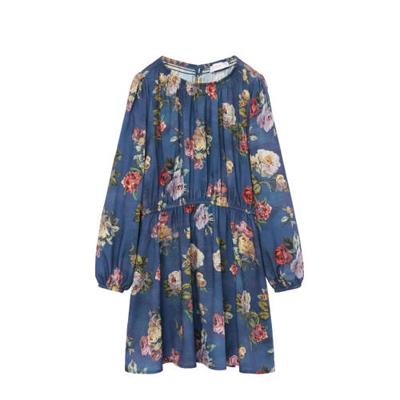 Mango Kids gebloemde jurk middenblauw Mango Kids gebloemde jurk middenblauw
