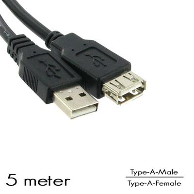 ACT SB2250 USB-A Male 2.0/USB-A Female | Zwart | 5 meter