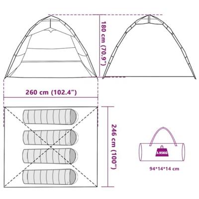 Vistent 4-persoons snelontgrendeling olijfgroen Vistent 4-persoons snelontgrendeling olijfgroen