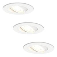 Set van 3 Pittsburg LED inbouwspots - GU10 4 Watt 345 Lumen - 4000K Neutraal wit - Dimbaar - Rond - Kantelbaar - IP20 Voor binnen - Wit - thumbnail