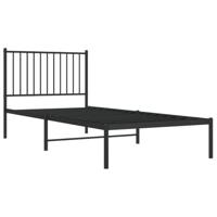 Bedframe met hoofdbord metaal zwart 90x200 cm - thumbnail
