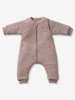 Jumpsuit met voetjes PETIT CHAT, afneembare lange mouwen gemêleerd beige - thumbnail