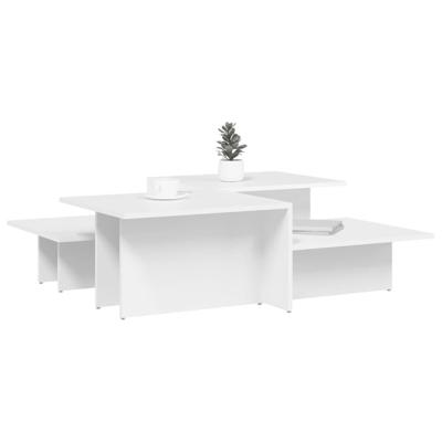 Salontafels 2 st bewerkt hout wit
