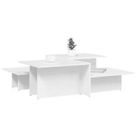 Salontafels 2 st bewerkt hout wit - thumbnail