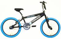 Royal Freestyle bmx 20" -bugatti - mat zwart met blauwe banden - thumbnail