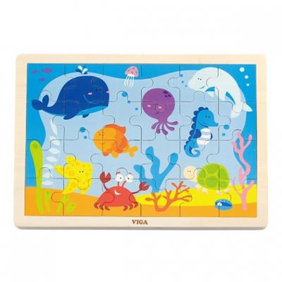 VIGA houten legpuzzels, zeedieren, afm 30x22,5 cm, 24 delen, 1 stuk