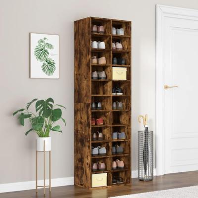 Schoenenkast 54x34x183 cm bewerkt hout gerookt eikenkleurig