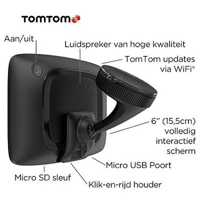 TomTom truck navigatie GO Professional 6200, 6 inch, Maps Europa en Traffic via ingebouwde SIM, specifieke services voor vrachtwagen, bus, bestelbus en andere grote voertuigen
