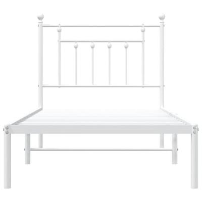 Bedframe met hoofdbord metaal wit 90x200 cm