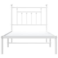 Bedframe met hoofdbord metaal wit 90x200 cm - thumbnail