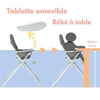 BAMBISOL Vaste hoge stoel met verstelbare plank in grijze diepte - thumbnail