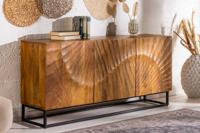 Massief dressoir SCORPION 140cm bruin mangohout gedetailleerd 3D-houtsnijwerk - 41400 - thumbnail