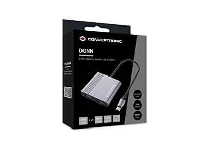 Conceptronic DONN13G laptop dock & poortreplicator Bedraad USB 3.2 Gen 1 (3.1 Gen 1) Type-C Grijs