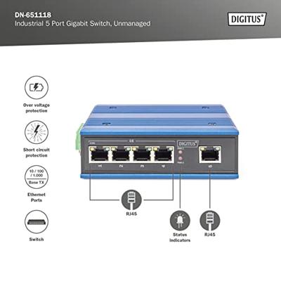 Digitus DN-651118 DN-651118 Industrial Ethernet Switch 5 poorten 10 / 100 / 1000 MBit/s