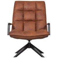 WOOOD Draaifauteuil 'Jouke' Met armleuning, PU, kleur Cognac - thumbnail