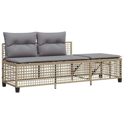 3-delige Loungeset met kussens poly rattan gemengd beige 3-delige Loungeset met kussens poly rattan gemengd beige