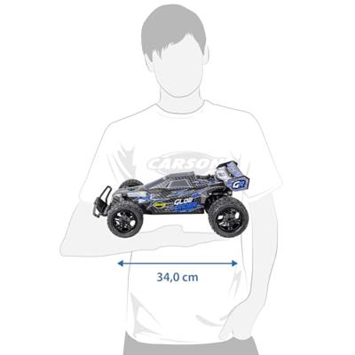 Carson Modellsport Glow Rider Blauw 1:12 RC auto Elektro Buggy 100% RTR 2,4 GHz Incl. accu, oplader en batterijen voor de zender