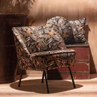 WOOOD Fauteuil 'Vogue' Velvet, kleur Bouquet Zwart - thumbnail
