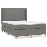 Boxspring met matras stof donkergrijs 140x190 cm - thumbnail