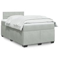 Boxspring met matras fluweel lichtgrijs 120x200 cm - thumbnail
