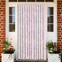 VidaXL Vliegengordijn 100x230 cm chenille zilvergrijs en roze - thumbnail