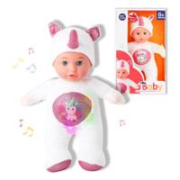 Babypop Reig 30 cm Eenhoorn Knuffel Wit (30 cm) - thumbnail