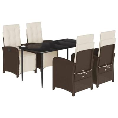 5-delige Tuinset met kussens poly rattan bruin 5-delige Tuinset met kussens poly rattan bruin