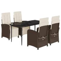 5-delige Tuinset met kussens poly rattan bruin - thumbnail