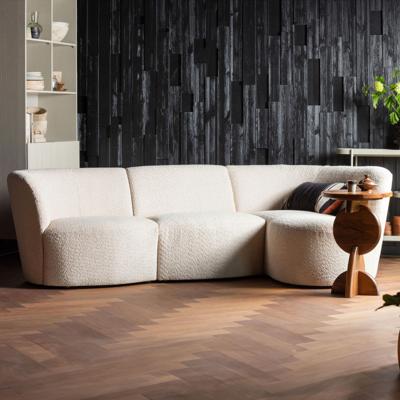 WOOOD 3-zits Loungebank 'Coco' Rechts, Bouclé, kleur Crème