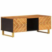 Salontafel 100x54x40 cm massief mangohout bruin en zwart - thumbnail