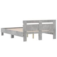 Bedframe met hoofdeinde en LED betongrijs 135x190 cm - thumbnail