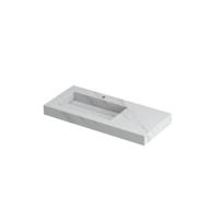 INK Pitch Wastafel Keramische Slab Links met Drain en Front en Side Skirts 1 Kraangat - 1000x450x90 mm - Calacatta Mat - thumbnail