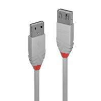 LINDY USB-kabel USB 2.0 USB-A stekker, USB-A bus 1.00 m Grijs 36712 - thumbnail