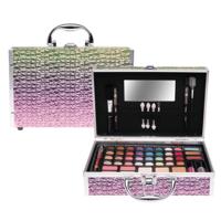Casuelle make-up koffer met glitter regenboog 62-delig - thumbnail