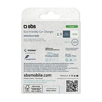 SBS eco-friendly Car Charger 12W blauw