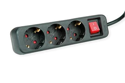 ROLINE 3-voudige stekkerdoos met schakelaar, zwart, 1,5 m